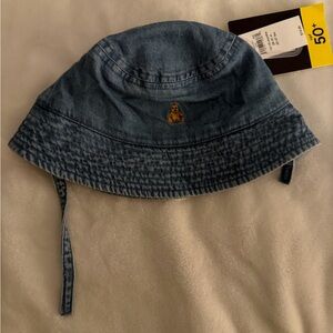 GAP Blue Denim Bucket Hat with Embroidered Bear
